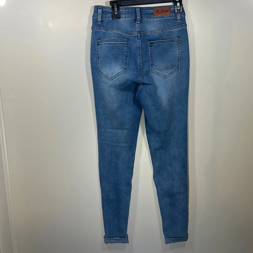 Shein R. Stone  Size 4 Cuffed Skinny Jeans Denim Blue Classic Fit